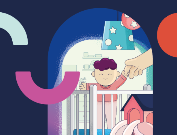 Illustration of a child and parent